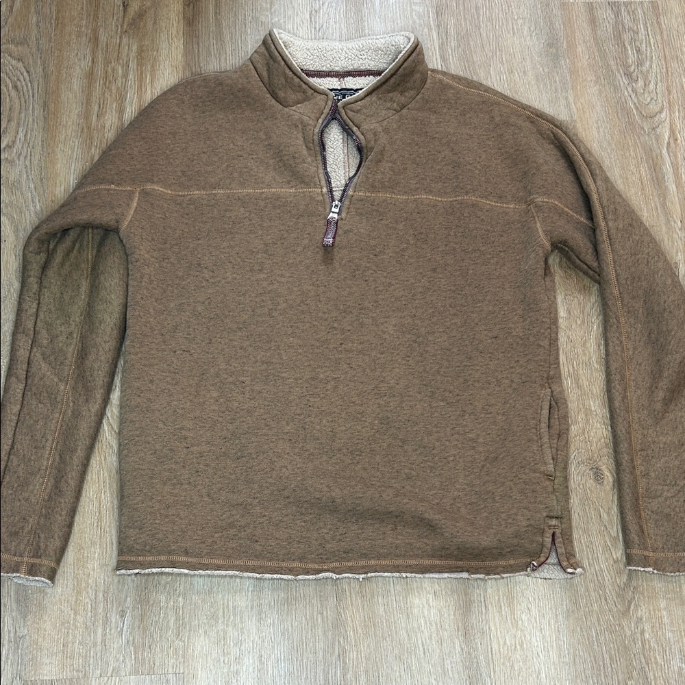 True Grit Men's Sherpa Tan Zip-Up Sweater size M